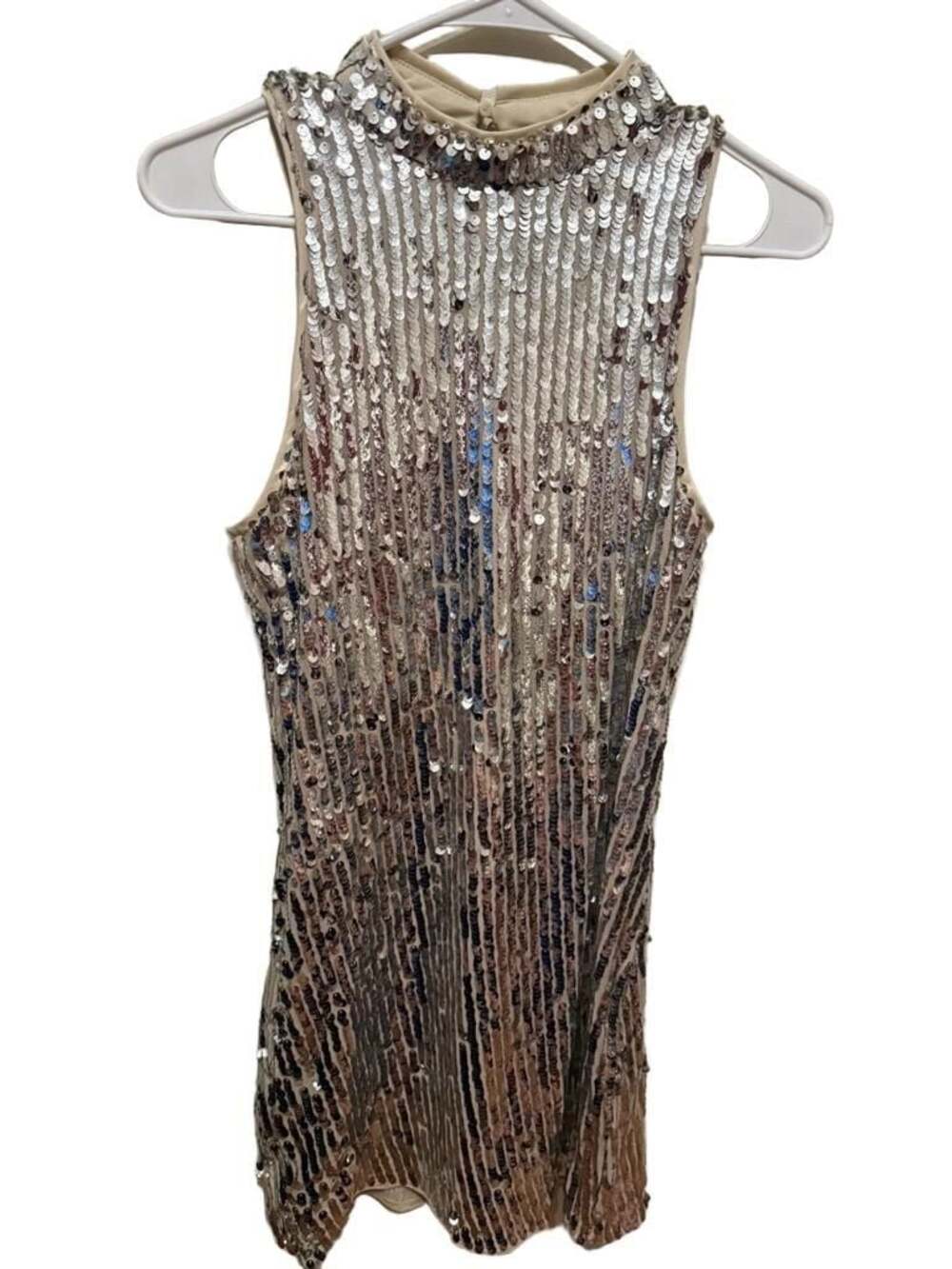 DO+BE Sleeveless Silver Sequin Mini Dress